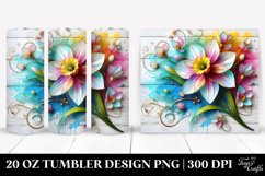 20 Oz Tumbler Sublimation | Colorful Narcissus on Wooden Product Image 1