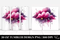 Colorful Magenta Watercolor Cloud with Silver Foil | 20 Oz Product Image 1