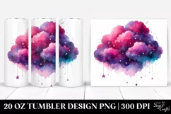 Colorful Magenta Watercolor Cloud with Silver Foil | 20 Oz Product Image 1