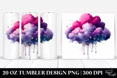 Colorful Magenta Watercolor Cloud with Silver Foil | 20 Oz Product Image 1