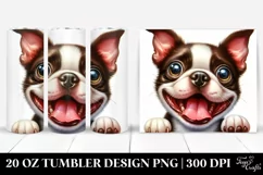 Cute Crazy Boston Terrier Watercolor Furr | 20 Oz Tumbler Product Image 1