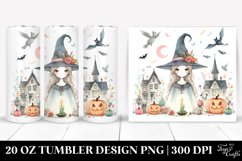 Simple Watercolor Witch Painting | 20 oz Tumbler Product Image 1