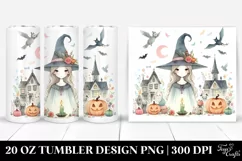 Simple Watercolor Witch Painting | 20 oz Tumbler Product Image 1