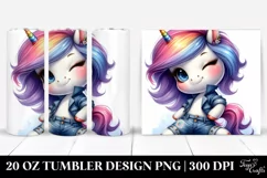 Model Baby Unicorn in Jeans, Transparent 20 Oz Tumbler Product Image 1