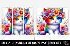Kitten Flower Crown Watercolor | 20 oz Tumbler Product Image 1