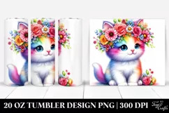 Kitten Flower Crown Watercolor | 20 oz Tumbler Product Image 1