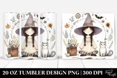 Funny Witch Cat Flower | 20 oz Tumbler Product Image 1