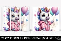 Cute Baby Unicorn with Baloons | 20 Oz Tumbler Product Image 1
