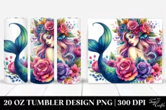 dressed Mermaid Floral Wreath | 20 oz Tumbler Product Image 1