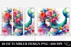 dressed Mermaid Floral Wreath | 20 oz Tumbler Product Image 1