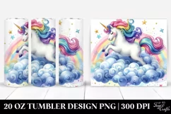 Colorful Unicorn Bouncing on Cloud | 20 Oz Tumbler Product Image 1