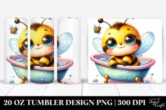 20 Oz Tumbler Sublimation | Colorful Smiling Cute Baby Bee Product Image 1