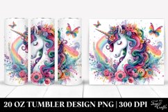Colorful Watercolor Unicorn | 20 Oz Tumbler Product Image 1