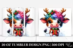 Enthusiastic Cow with Reindeer Horns PNG Product Image 1