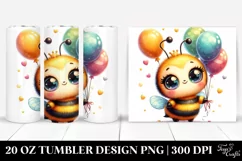 20 Oz Tumbler Sublimation | Colorful Smiling Cute Baby Bee Product Image 1
