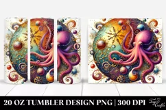 Colorful Retro Octopus Watercolor Clipart Product Image 1