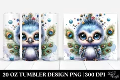 Cute Energetic Peacock Watercolor | 20 oz Tumbler Product Image 1