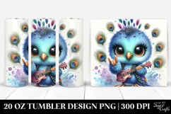 Cute Energetic Peacock Watercolor | 20 oz Tumbler Product Image 1