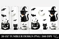 Watercolor Black Cat Clipart, Transparent 20 Oz Tumbler Product Image 1