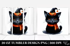 Watercolor Black Cat Clipart, Transparent 20 Oz Tumbler Product Image 1