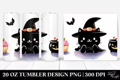 Funny Black Cat Halloween Clipart, High-Res 20 Oz Tumbler Product Image 1