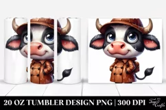 Watercolor Cow with Hat, Transparent 20 Oz Tumbler Product Image 1