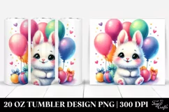 Vibrant Watercolor Cute Bunny Tumbler Product Image 1