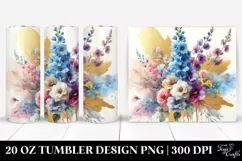 Watercolor Abstract Vibrant Bouquet Gold Foil | 20 oz Product Image 1