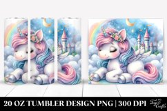 Watercolor Pastel Cute Baby Unicorn Enchanted Castle | 20 oz Product Image 1