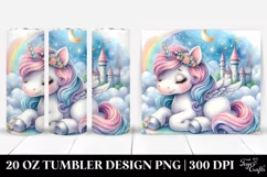 Watercolor Pastel Cute Baby Unicorn Enchanted Castle | 20 oz Product Image 1