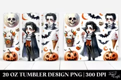 Watercolor Vampire Clipart, Transparent 20 Oz Tumbler Product Image 1