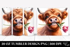 Watercolor Highland Cow Portrait Big Goofy Smile | 20 oz Product Image 1