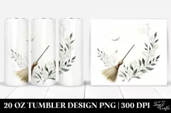 Watercolor Broomstick Simple Image | 20 oz Tumbler Product Image 1