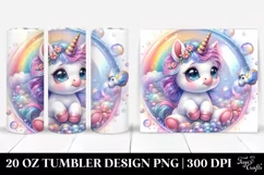 Watercolor Pastel Cute Baby Unicorn Bubble | 20 oz Tumbler Product Image 1
