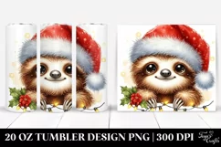 Cute Baby Sloth with Santa Hat, High-Res 20 Oz Tumbler Product Image 1
