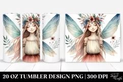 Washed Watercolor Boho Smiling Fairy | 20 oz Tumbler Product Image 1