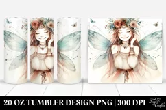 Washed Watercolor Boho Smiling Fairy | 20 oz Tumbler Product Image 1