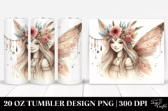 Washed Watercolor Boho Smiling Fairy | 20 oz Tumbler Product Image 1
