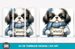 Watercolor Baby Japanese Chin Dressed for Winter | 20 Oz Product Image 1