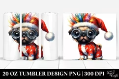Expressive Baby Pug with Santa Hat, PNG Product Image 1