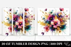 Vibrant Cosmos Bouquet Tumbler Design | 20 Oz Tumbler Product Image 1