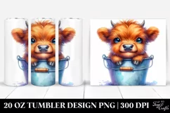 20 Oz Tumbler Sublimation | Vibrant Cute Highland Cow in Product Image 1