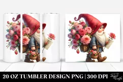 Detailed Gnome with Rose Bouquet and Flowers | 20 Oz Tumbler Product Image 1