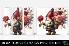 Detailed Gnome with Rose Bouquet and Flowers | 20 Oz Tumbler Product Image 1