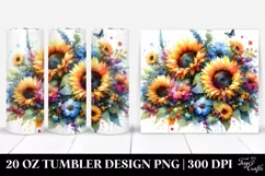 Washed Sunflowers Vibrant Retro | 20 oz Tumbler Product Image 1