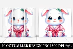 20 Oz Tumbler Sublimation | Smiling Cute Rabbit in Bath Robe Product Image 1