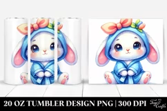 20 Oz Tumbler Sublimation | Smiling Cute Rabbit in Bath Robe Product Image 1