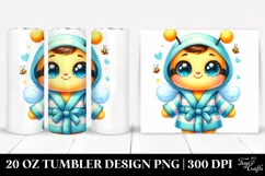 20 Oz Tumbler Sublimation | Smiling Cute Bee in Bath Robe Product Image 1