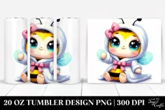 20 Oz Tumbler Sublimation | Smiling Cute Bee in Bath Robe Product Image 1