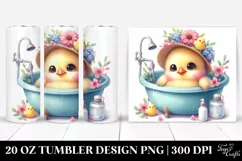 20 Oz Tumbler Sublimation | Smiling Cute Chicken in Bathtub Product Image 1